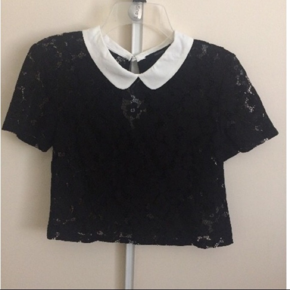 Black lace crop top
